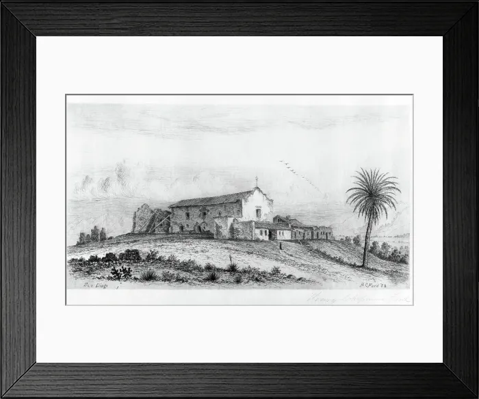 Framed Print : Mission San Diego, Published in 1883. Creator: Henry Chapman Ford Framed Print : Mission San Diego, Published in 1883. Creator: Henry Chapman Ford