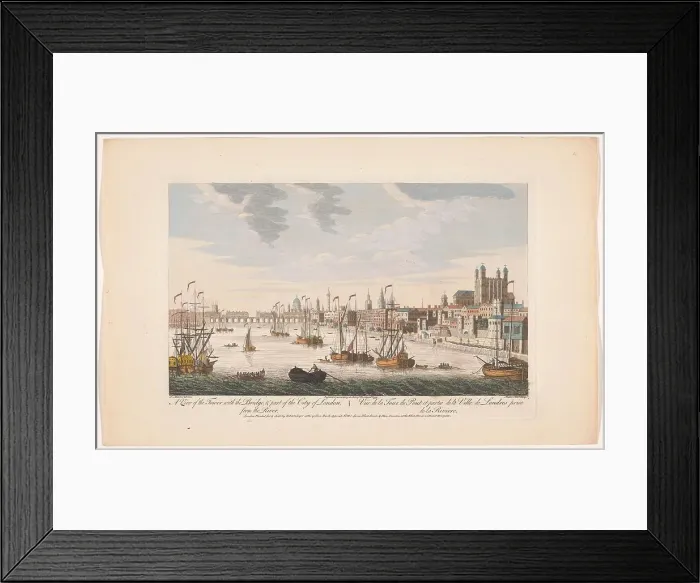 Framed Print : View of the city of London seen from the River Thames, 1753. Creator: Johann Michael Muller Framed Print : View of the city of London seen from the River Thames, 1753. Creator: Johann Michael Muller