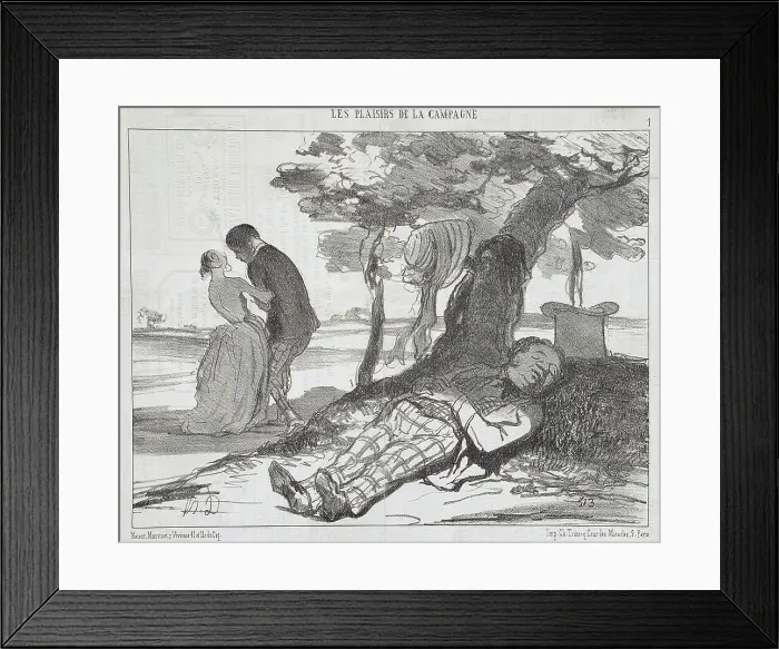 Framed Print : Le mari s'assoupissant, 1853. Creator: Honore Daumier Framed Print : Le mari s'assoupissant, 1853. Creator: Honore Daumier