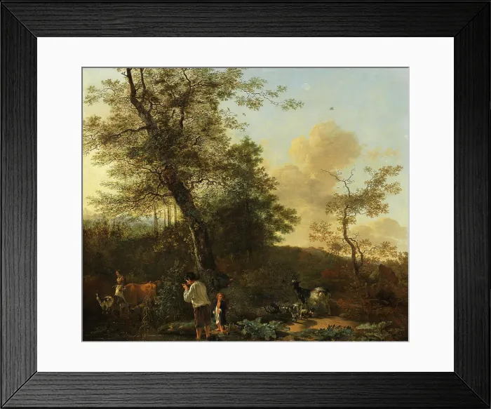 Framed Print : Shepherds and cattle in a landscape, mid-17th century. Creator: Adam Pynacker Framed Print : Shepherds and cattle in a landscape, mid-17th century. Creator: Adam Pynacker