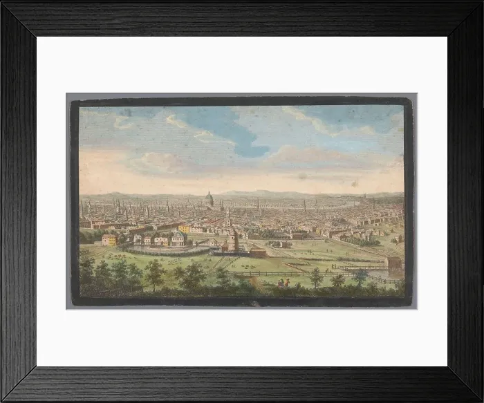 Framed Print : View of the city of London seen from the north side, 1753. Creator: Stevens Framed Print : View of the city of London seen from the north side, 1753. Creator: Stevens