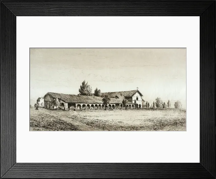 Framed Print : San Juan Bautista, Published in 1883. Creator: Henry Chapman Ford Framed Print : San Juan Bautista, Published in 1883. Creator: Henry Chapman Ford