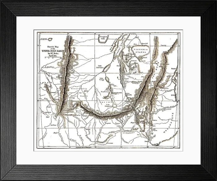 Framed Print : Upper Nile Basin Map; The regions of the Cazembe, 1875. Creator: Charles Tilstone Beke Framed Print : Upper Nile Basin Map; The regions of the Cazembe, 1875. Creator: Charles Tilstone Beke