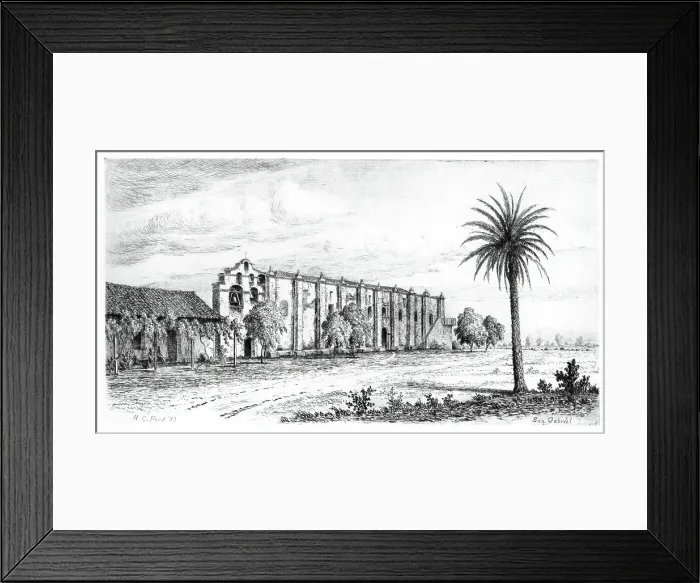Framed Print : Mission San Gabriel, Published in 1883. Creator: Henry Chapman Ford Framed Print : Mission San Gabriel, Published in 1883. Creator: Henry Chapman Ford