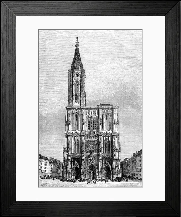 Framed Print : Strasburg Cathedral-Western Facade, Towers, and Spire; From Alsace to the Hartz, 1975. Creator: Unknown Framed Print : Strasburg Cathedral-Western Facade, Towers, and Spire; From Alsace to the Hartz, 1975. Creator: Unknown