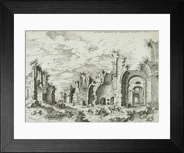 Framed Print : Ruins of Baths of Diocletian, 1550. Creator: Hieronymus Cock Framed Print : Ruins of Baths of Diocletian, 1550. Creator: Hieronymus Cock