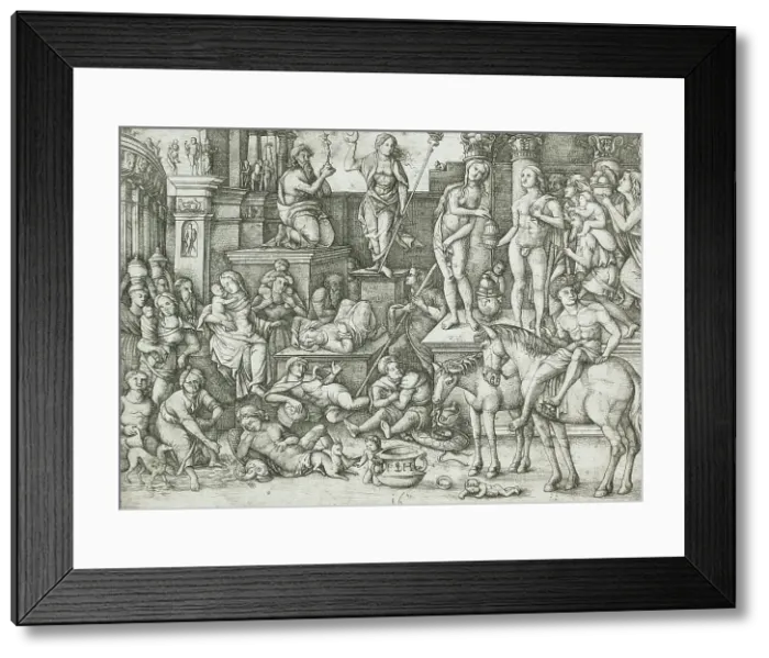 Framed Print : Triumph of the Moon, 16th century. Creator: Hieronymus Hopfer Framed Print : Triumph of the Moon, 16th century. Creator: Hieronymus Hopfer