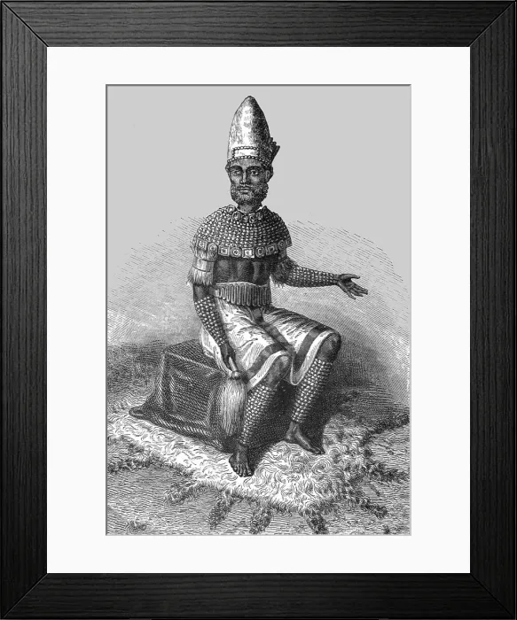 Framed Print : The Cazembe in state dress; The regions of the Cazembe, 1875. Creator: Unknown Framed Print : The Cazembe in state dress; The regions of the Cazembe, 1875. Creator: Unknown