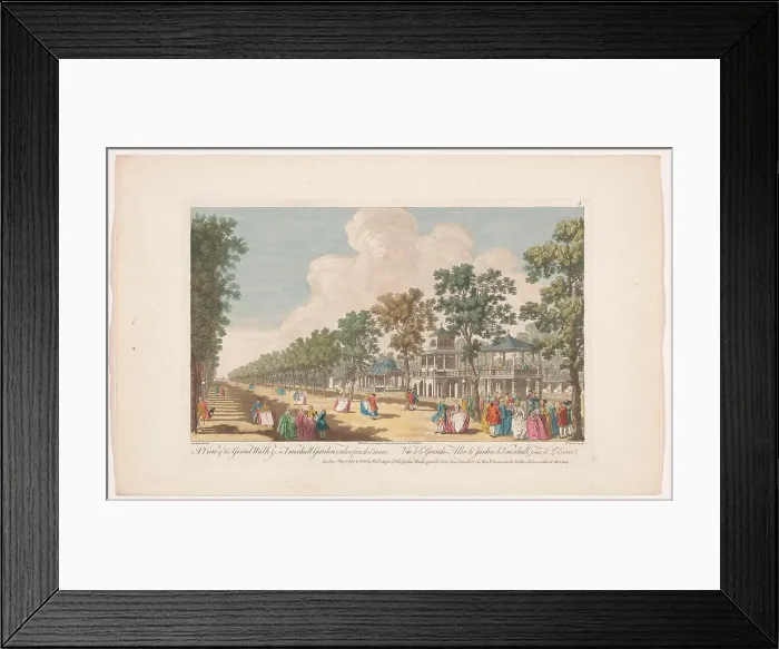 Framed Print : View of an avenue in Vauxhall Gardens in London, seen from the entrance, 1751. Creator: Edward Rooker Framed Print : View of an avenue in Vauxhall Gardens in London, seen from the entrance, 1751. Creator: Edward Rooker