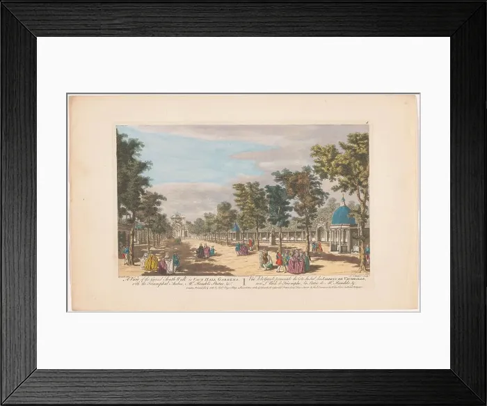 Framed Print : View of an Avenue with a Triumphal Arch in Vauxhall Gardens in London, 1751. Creator: John Miller Framed Print : View of an Avenue with a Triumphal Arch in Vauxhall Gardens in London, 1751. Creator: John Miller