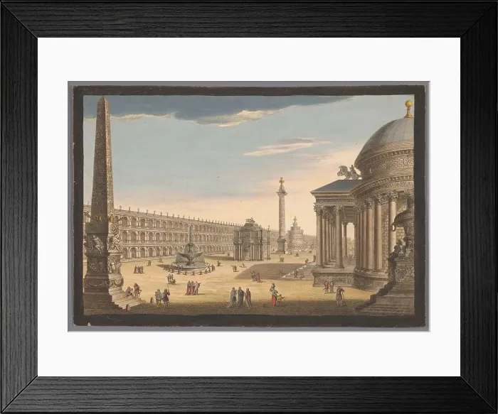Framed Print : View of an obelisk, a triumphal arch, a column and other structures in Rome, 1756. Creator: Unknown Framed Print : View of an obelisk, a triumphal arch, a column and other structures in Rome, 1756. Creator: Unknown