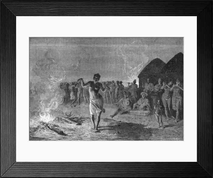 Framed Print : Dances of the Malinke Tribe; Journey from the Senegal to the Niger, 1875. Creator: Unknown Framed Print : Dances of the Malinke Tribe; Journey from the Senegal to the Niger, 1875. Creator: Unknown