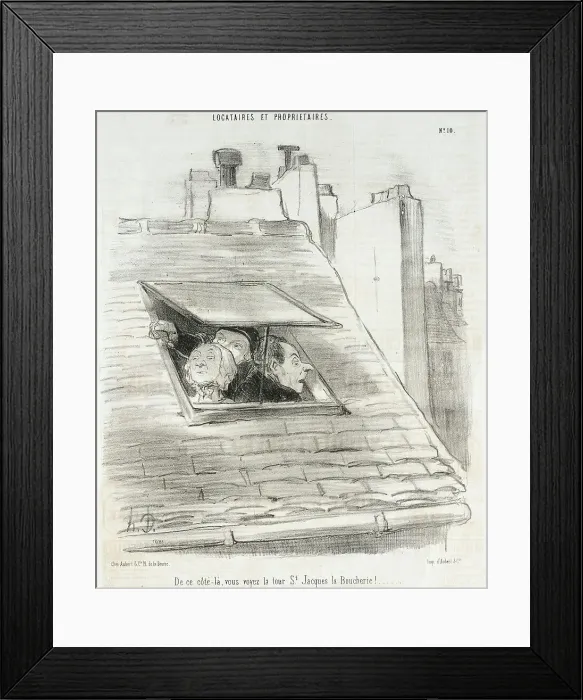 Framed Print : De ce côté-là, vous voyez la tour St. Jacques... 1847. Creator: Honore Daumier Framed Print : De ce côté-là, vous voyez la tour St. Jacques... 1847. Creator: Honore Daumier