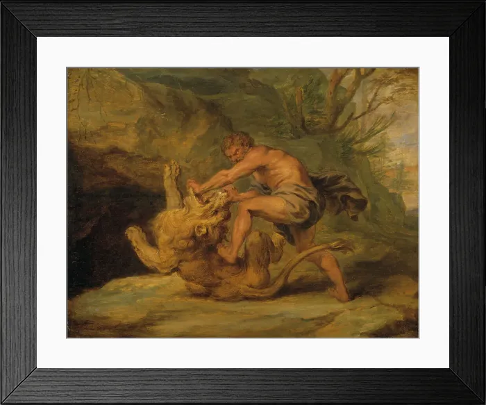 Framed Print : Samson and the Lion. Study, early-mid 17th century. Creator: Workshop of Peter Paul Rubens Framed Print : Samson and the Lion. Study, early-mid 17th century. Creator: Workshop of Peter Paul Rubens