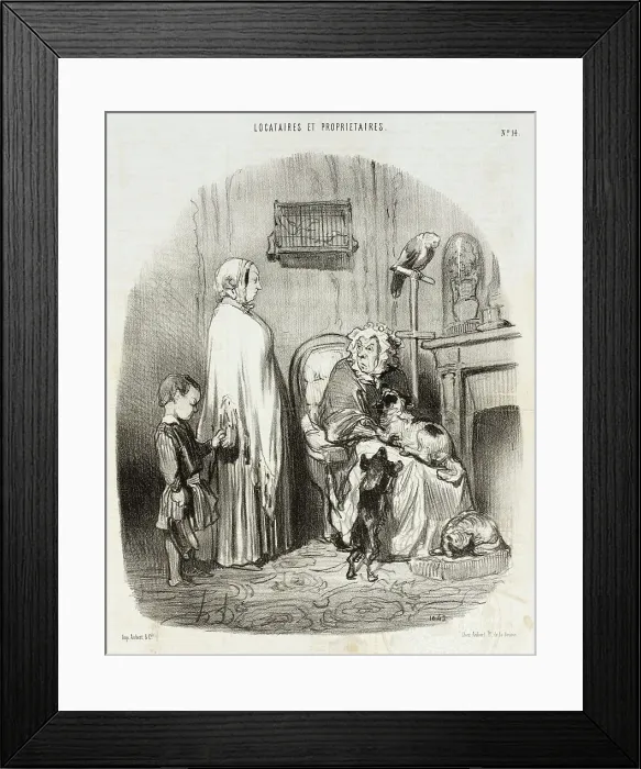 Framed Print : Je ne loue pas aux gens qui ont des enfants!... 1847. Creator: Honore Daumier Framed Print : Je ne loue pas aux gens qui ont des enfants!... 1847. Creator: Honore Daumier