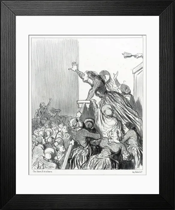 Framed Print : Citoyennes on fait courir le bruit que le divorce est sur le point de nous être refusé... 1848. Creator: Honore Daumier Framed Print : Citoyennes on fait courir le bruit que le divorce est sur le point de nous être refusé... 1848. Creator: Honore Daumier
