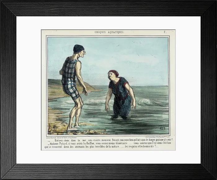 Framed Print : Entrez donc dans la mer sans crainte... 1856. Creator: Honore Daumier Framed Print : Entrez donc dans la mer sans crainte... 1856. Creator: Honore Daumier