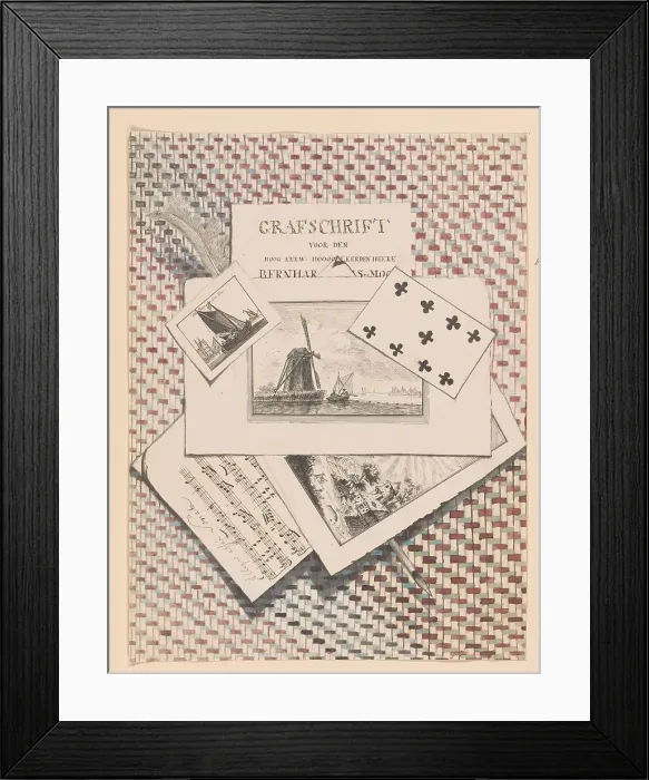 Framed Print : Trompe l'oeil with prints, 1780 or later. Creator: Anon Framed Print : Trompe l'oeil with prints, 1780 or later. Creator: Anon