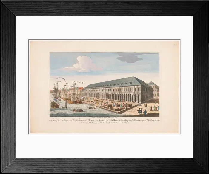 Framed Print : View of the Exchange and the warehouses at Petersburg in Russia, 1755. Creator: Unknown Framed Print : View of the Exchange and the warehouses at Petersburg in Russia, 1755. Creator: Unknown