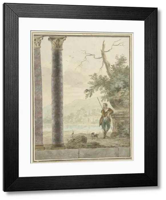Framed Print : Design for room painting with river landscape, 1700-1800. Creator: Anon Framed Print : Design for room painting with river landscape, 1700-1800. Creator: Anon