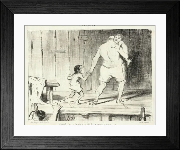 Framed Print : Quand les enfants ont été bien sages... 1840. Creator: Honore Daumier Framed Print : Quand les enfants ont été bien sages... 1840. Creator: Honore Daumier
