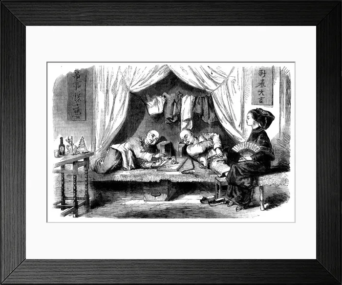 Framed Print : Sketches from China - Chinese Opium-smokers, 1858. Creator: Unknown Framed Print : Sketches from China - Chinese Opium-smokers, 1858. Creator: Unknown