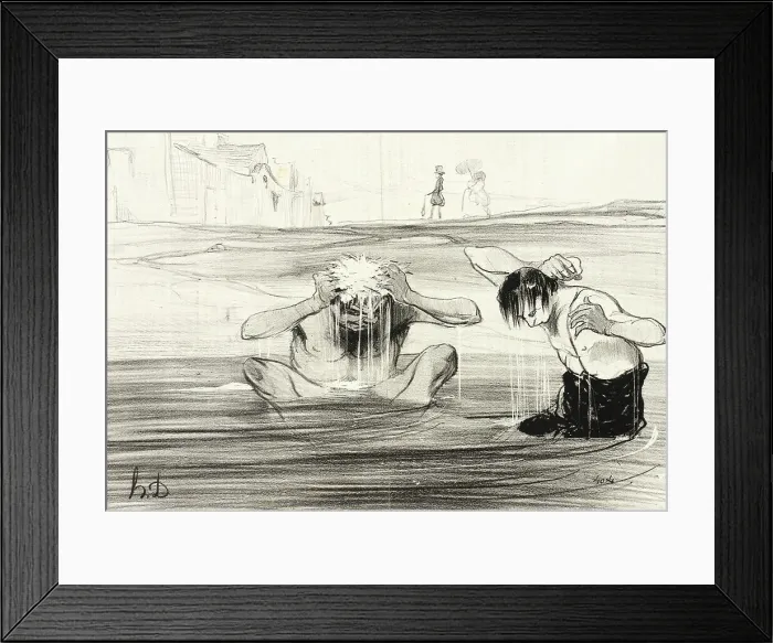 Framed Print : Attention, Gargouillet, v'là le bourgeois qui passe... 1842. Creator: Honore Daumier Framed Print : Attention, Gargouillet, v'là le bourgeois qui passe... 1842. Creator: Honore Daumier