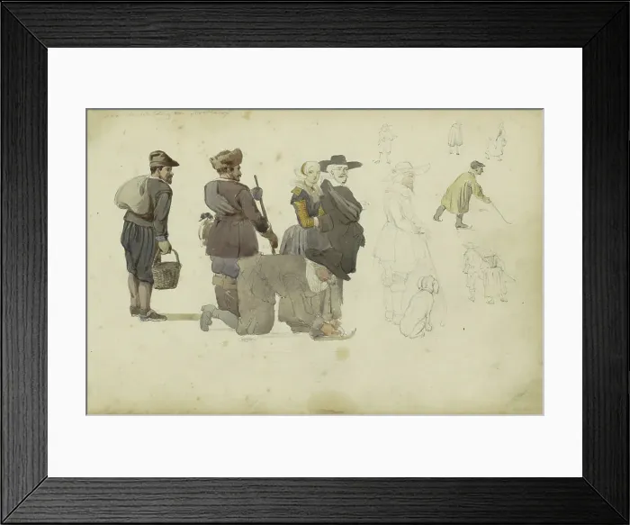 Framed Print : Figures in different poses, c. 1846-c. 1882. Creator: Cornelis Springer Framed Print : Figures in different poses, c. 1846-c. 1882. Creator: Cornelis Springer