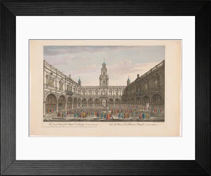 Framed Print : View of the interior of the Royal Exchange in London, 1745-1753. Creator: Thomas Bowles