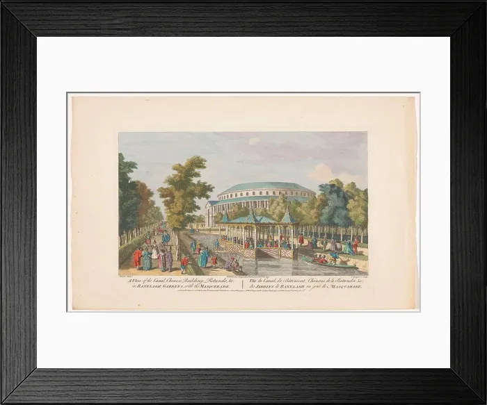 Framed Print : View of the Rotunda and the Chinese Pavilion on the Canal in London's Ranelagh Gardens... 1752. Creator: Charles Grignion Framed Print : View of the Rotunda and the Chinese Pavilion on the Canal in London's Ranelagh Gardens... 1752. Creator: Charles Grignion