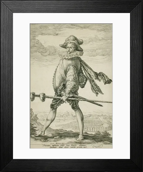 Framed Print : The Captain of the Infantry Marching to the Left, 1587. Creator: Hendrik Goltzius Framed Print : The Captain of the Infantry Marching to the Left, 1587. Creator: Hendrik Goltzius