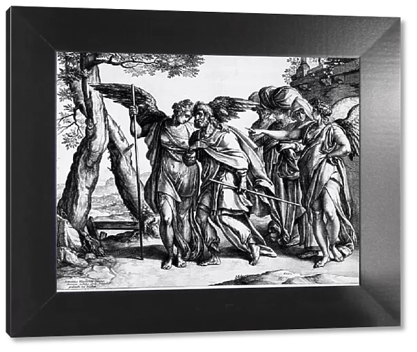 Lot and His Daughters Leaving Sodom, 1582. Creator: Hendrik Goltzius