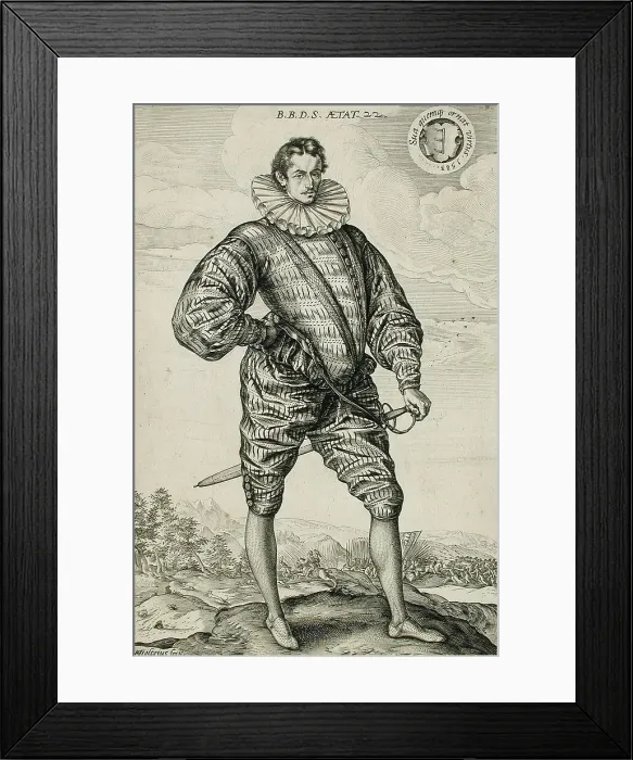 Framed Print : A Polish Nobleman Standing: Balthasar Bathory de Somlyo, 1583. Creator: Hendrik Goltzius Framed Print : A Polish Nobleman Standing: Balthasar Bathory de Somlyo, 1583. Creator: Hendrik Goltzius