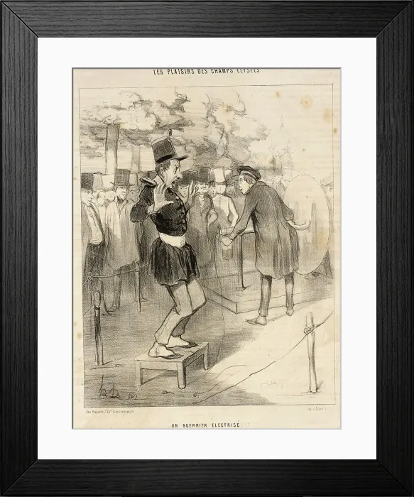 Framed Print : Un Guerrier électrisé, 1844. Creator: Honore Daumier Framed Print : Un Guerrier électrisé, 1844. Creator: Honore Daumier