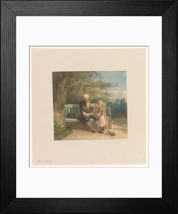 Framed Print : Man who reads to a small child, 1836-1900. Creator: Elchanon Verveer Framed Print : Man who reads to a small child, 1836-1900. Creator: Elchanon Verveer