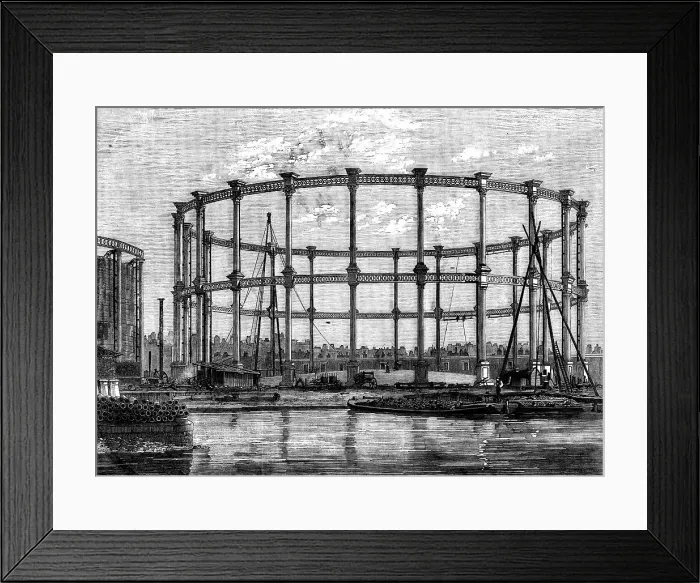 Framed Print : The Large Gasholder at the Imperial Gas Company's Works, Bethnal-Green, 1858. Creator: Unknown Framed Print : The Large Gasholder at the Imperial Gas Company's Works, Bethnal-Green, 1858. Creator: Unknown