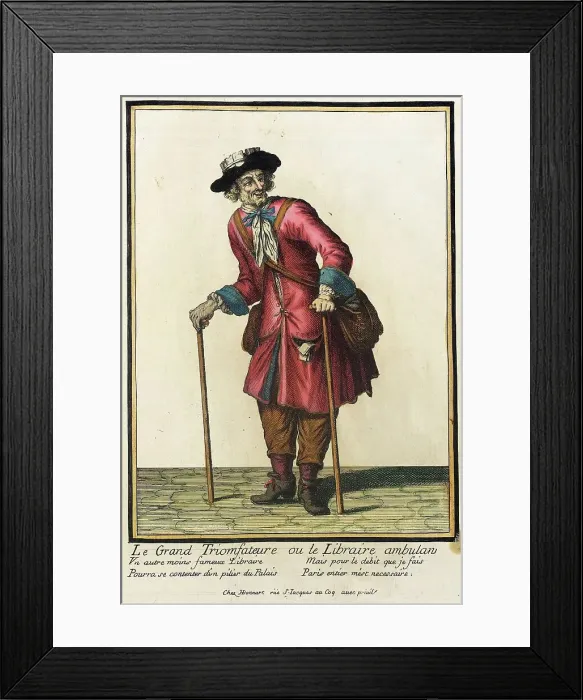 Framed Print : Recueil des modes de la cour de France, Le Grand Triomfateure ou le Libraire Ambulan, 1703-1704. Creator: Henri Bonnart Framed Print : Recueil des modes de la cour de France, Le Grand Triomfateure ou le Libraire Ambulan, 1703-1704. Creator: Henri Bonnart