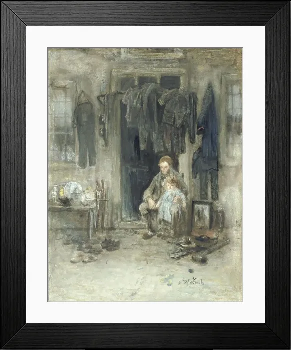 Framed Print : Jewish rag merchant and his daughter outside their house, c. 1888. Creator: Jozef Israels Framed Print : Jewish rag merchant and his daughter outside their house, c. 1888. Creator: Jozef Israels