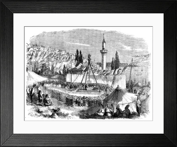 Framed Print : Lord Stratford de Redcliffe laying the Foundation Stone of the Memorial Church at... 1858. Creator: Unknown Framed Print : Lord Stratford de Redcliffe laying the Foundation Stone of the Memorial Church at... 1858. Creator: Unknown