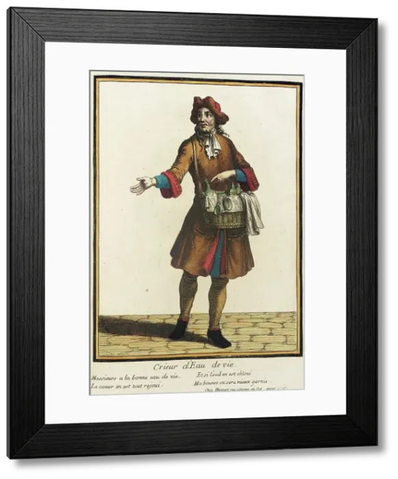 Framed Print : Recueil des modes de la cour de France, Crieur d'Eau de Vie, Bound 1703-1704. Creator: Henri Bonnart Framed Print : Recueil des modes de la cour de France, Crieur d'Eau de Vie, Bound 1703-1704. Creator: Henri Bonnart