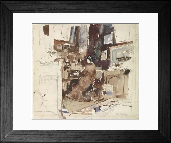 Framed Print : Woman in studio with harmonium, 1867-1923. Creator: George Hendrik Breitner Framed Print : Woman in studio with harmonium, 1867-1923. Creator: George Hendrik Breitner