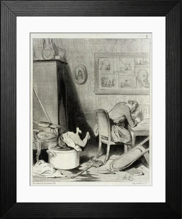 Framed Print : La Mère est dans le feu de la composition, 1844. Creator: Honore Daumier Framed Print : La Mère est dans le feu de la composition, 1844. Creator: Honore Daumier