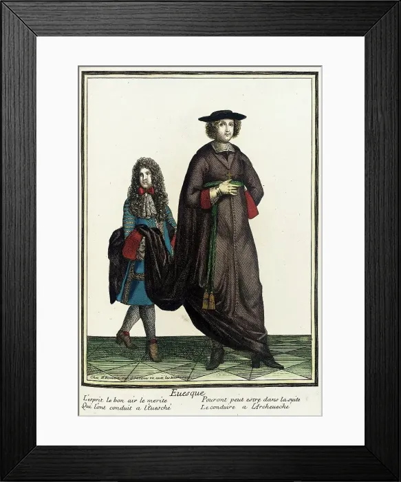 Framed Print : Recueil des modes de la cour de France, Euesque, Bound 1703-1704. Creator: Henri Bonnart Framed Print : Recueil des modes de la cour de France, Euesque, Bound 1703-1704. Creator: Henri Bonnart