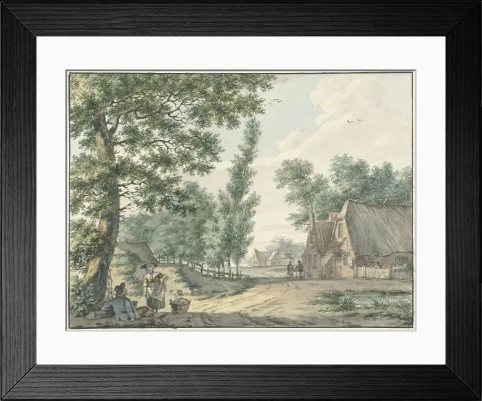 Framed Print : Landscape with two people under a tree, 1750-1818. Creator: Izaak Schmidt Framed Print : Landscape with two people under a tree, 1750-1818. Creator: Izaak Schmidt