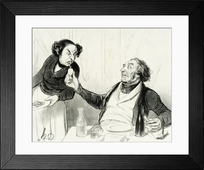 Framed Print : Garçon, qu'est-ce que c'est que ça?... 1841. Creator: Honore Daumier Framed Print : Garçon, qu'est-ce que c'est que ça?... 1841. Creator: Honore Daumier