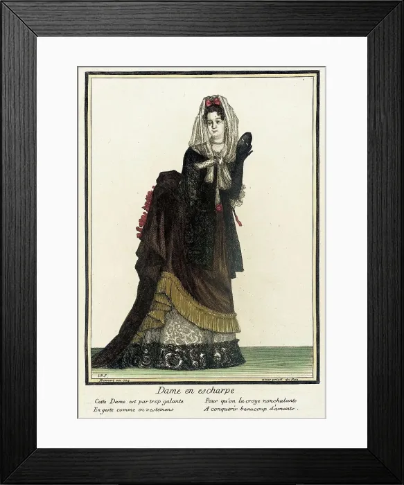 Framed Print : Recueil des modes de la cour de France, Dame en Escharpe, Bound 1703-1704. Creator: Henri Bonnart Framed Print : Recueil des modes de la cour de France, Dame en Escharpe, Bound 1703-1704. Creator: Henri Bonnart