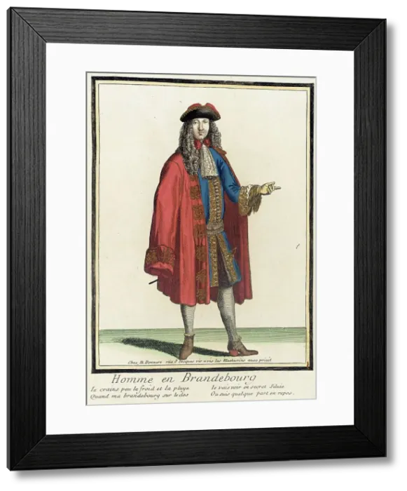 Framed Print : Recueil des modes de la cour de France, Homme en Brandebourg, Bound 1703-1704. Creator: Henri Bonnart Framed Print : Recueil des modes de la cour de France, Homme en Brandebourg, Bound 1703-1704. Creator: Henri Bonnart