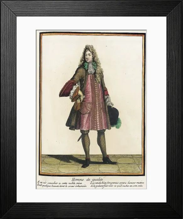 Framed Print : Recueil des modes de la cour de France, Homme de Qualité, Bound 1703-1704. Creator: Henri Bonnart Framed Print : Recueil des modes de la cour de France, Homme de Qualité, Bound 1703-1704. Creator: Henri Bonnart
