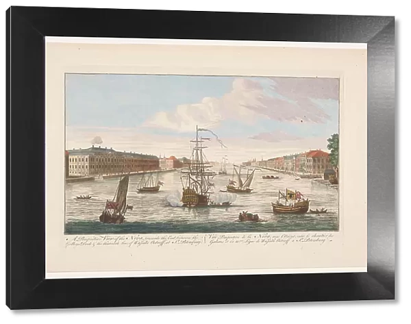 View of the Neva River in Saint Petersburg seen from the west side, 1745-1794. Creator: Anon