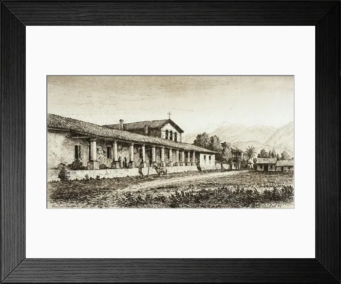 Framed Print : San Luis Obispo de Tolozo, published in 1883. Creator: Henry Chapman Ford Framed Print : San Luis Obispo de Tolozo, published in 1883. Creator: Henry Chapman Ford